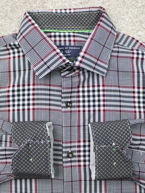 Society of Threads Shirt Mens Large 16-16.5, 34/35 Red/Black intelli Fresh L/S